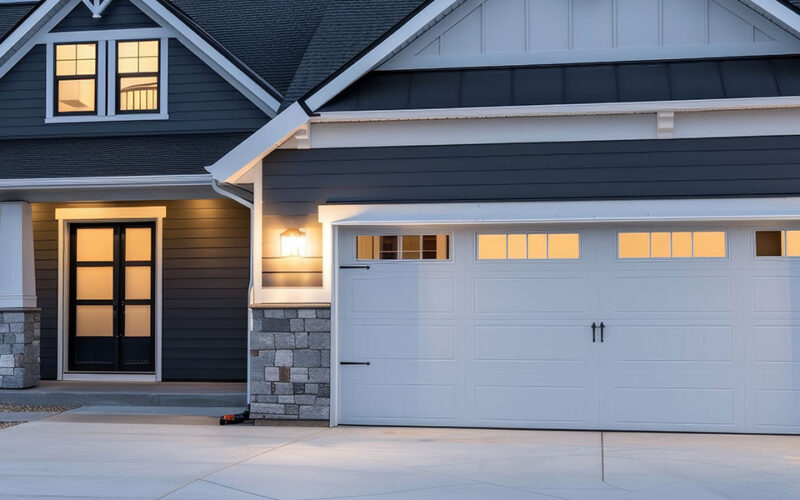 Eugene, Oregon home at dusk with the garage closed after a garage door opener not working call