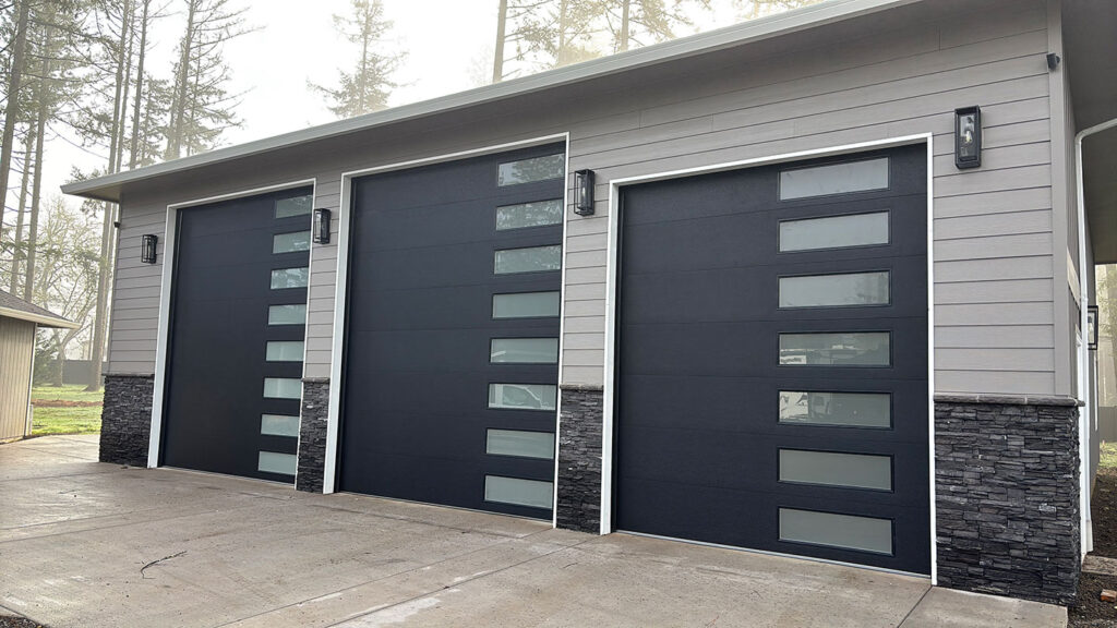 Modern garage doors after a garage door repair or replacement in Eugene, Oregon
