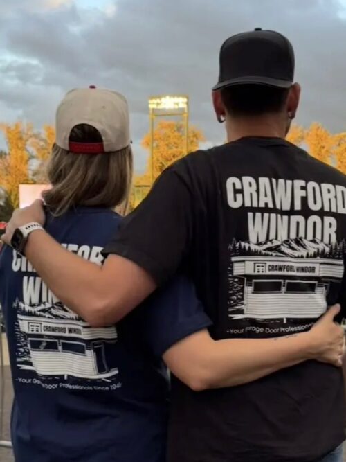 Morgan and Colby Snyder in Crawford Windor shirts, the family behind these garage door testimonials